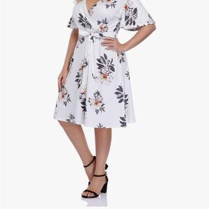 Floral Wrap Dress - White XXL NWT